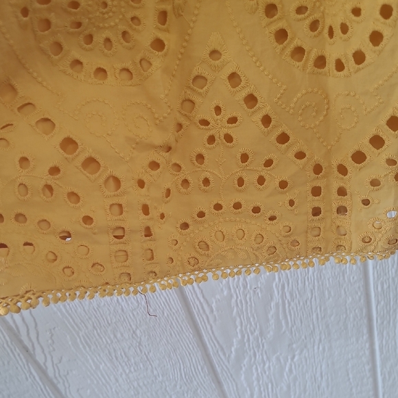 Chico's Mustard Eyelet Midi Dress Size 12 - Picture 5 of 11